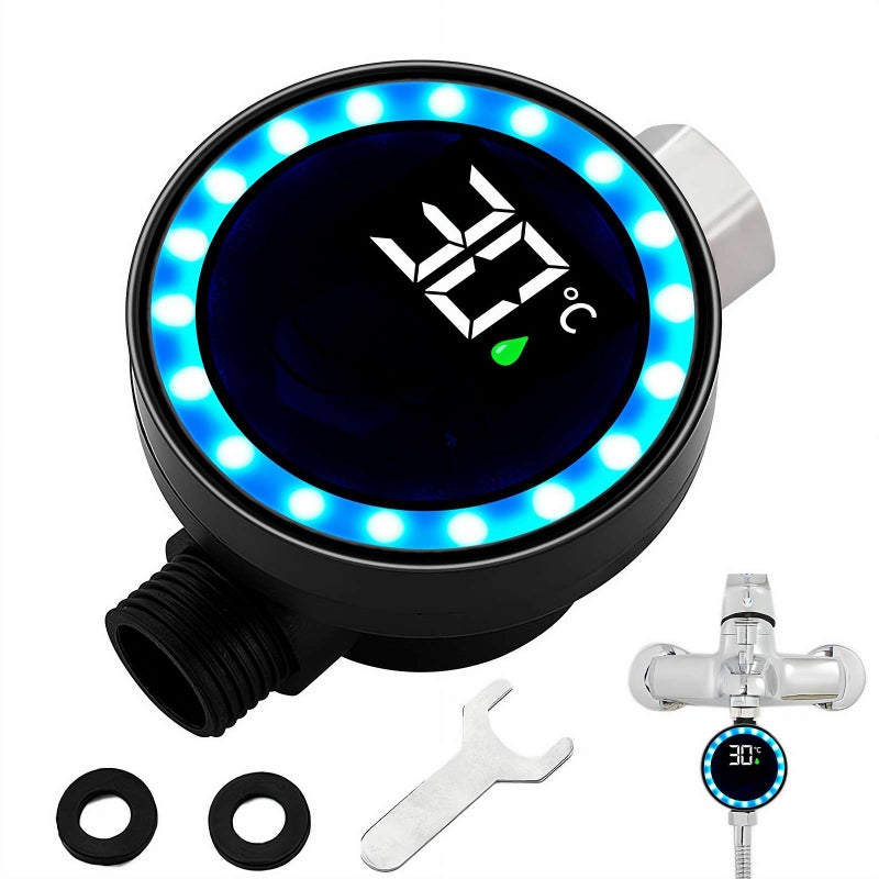 Baby Shower Thermometer with Waterproof LED Digital Display,Temperature Monitor for Shower Stalls,Hydro-Powered Sensor,Real-Time Tracking,Safe Home Use for Kids Adults Daily Comfort - Image 1